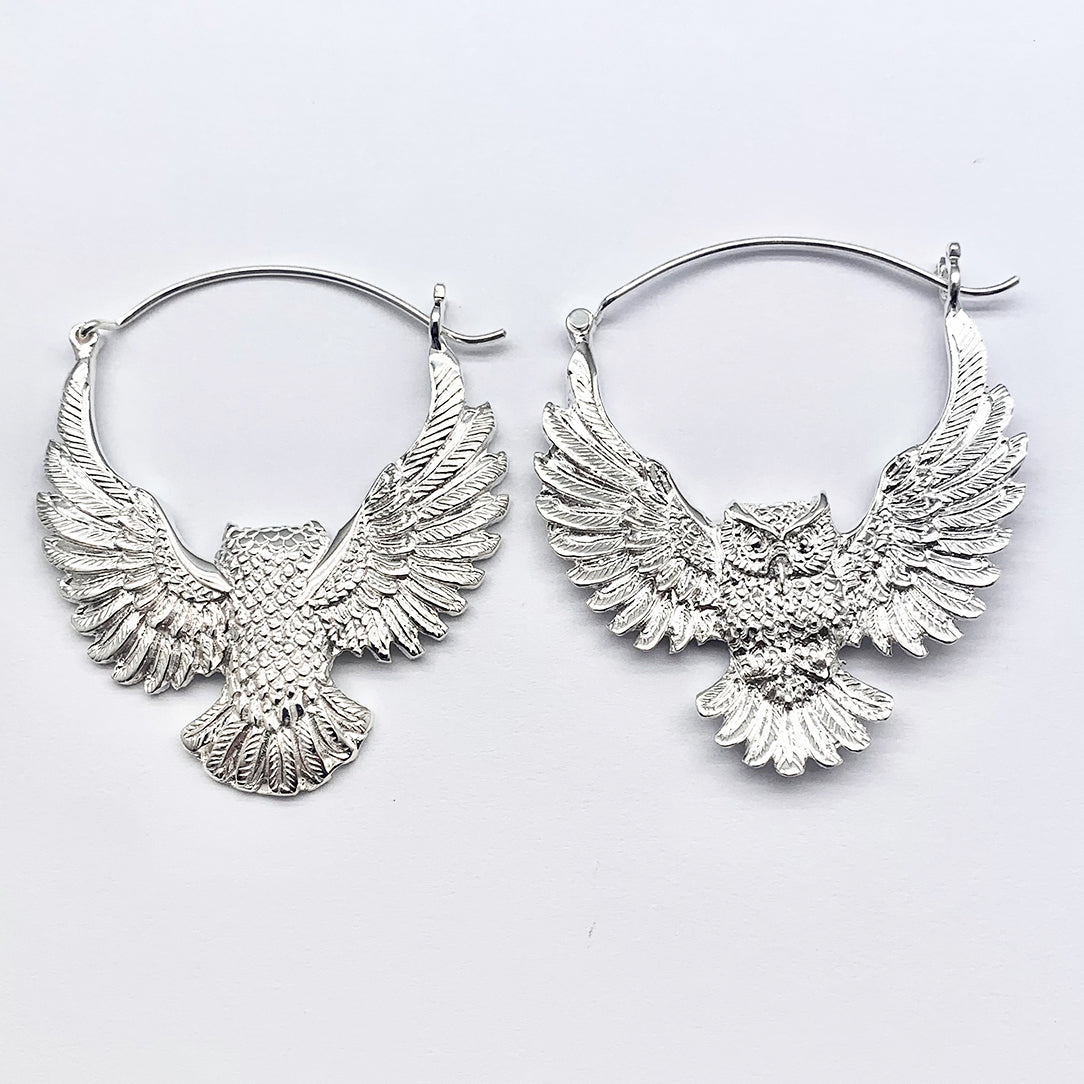 Silver Owl Hoops - Silver Posts