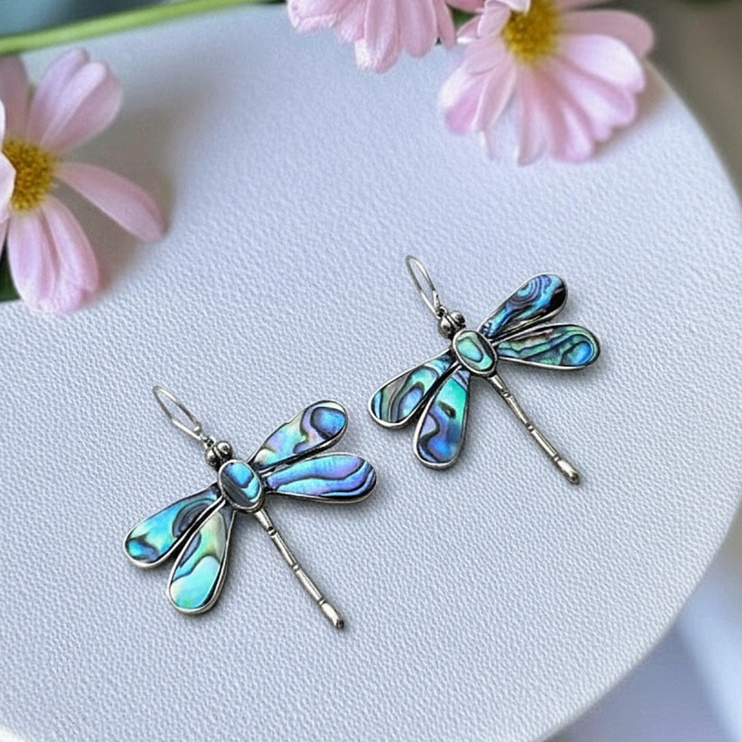 Abalone Dragonflies - Silver Posts