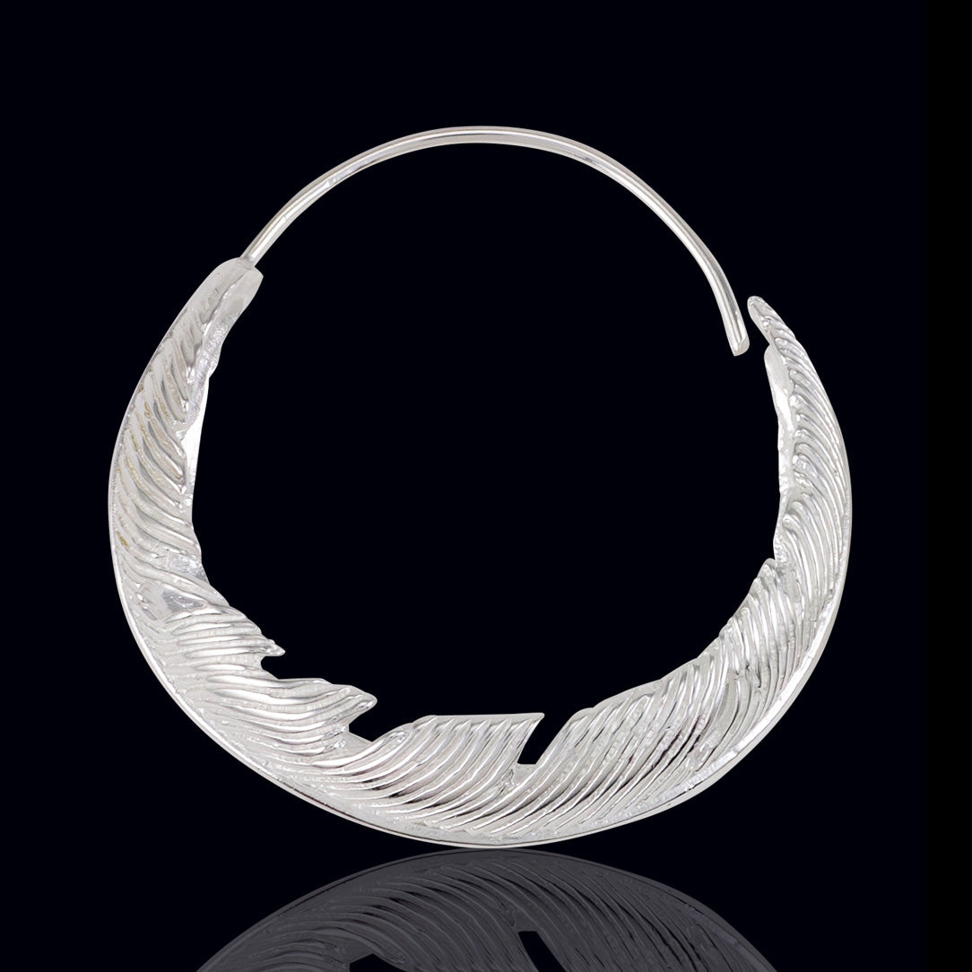 Feathered Hoops - Silver Posts