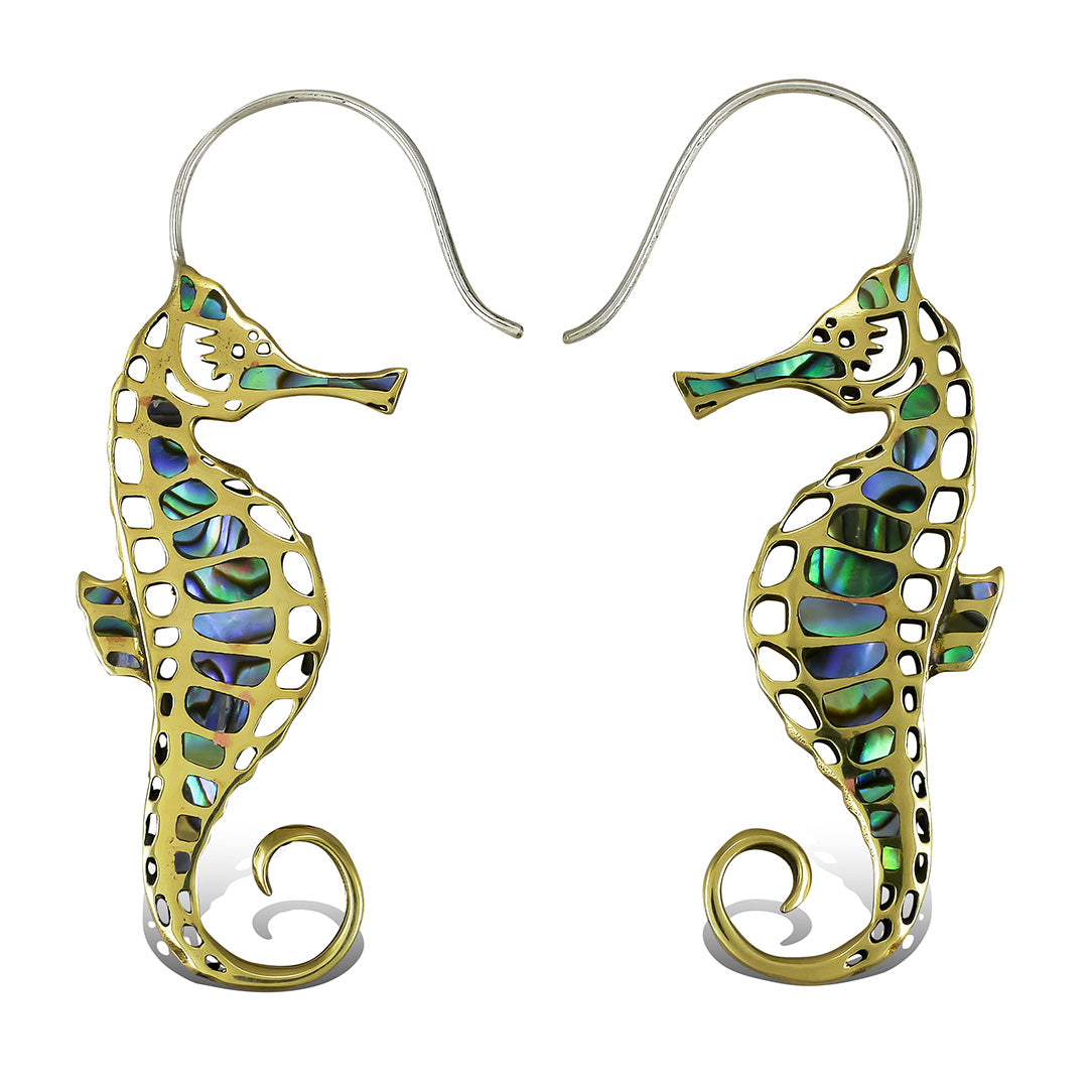 Seahorse Abalone Curls - Silver Posts