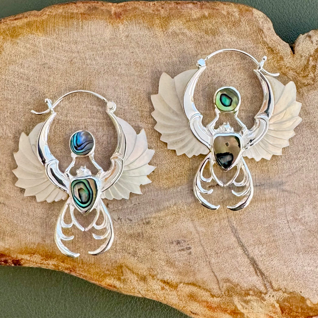 Crowned Scarabs - Silver & Shell
