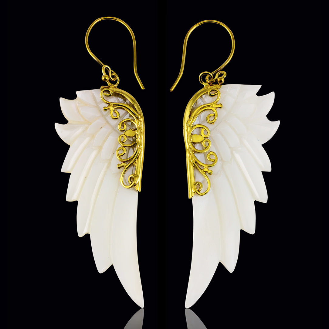 White Adelina Wings - Brass
