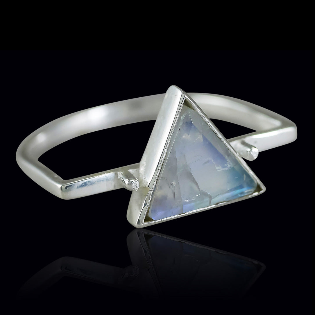 Moonstone Triangle Ring - Silver