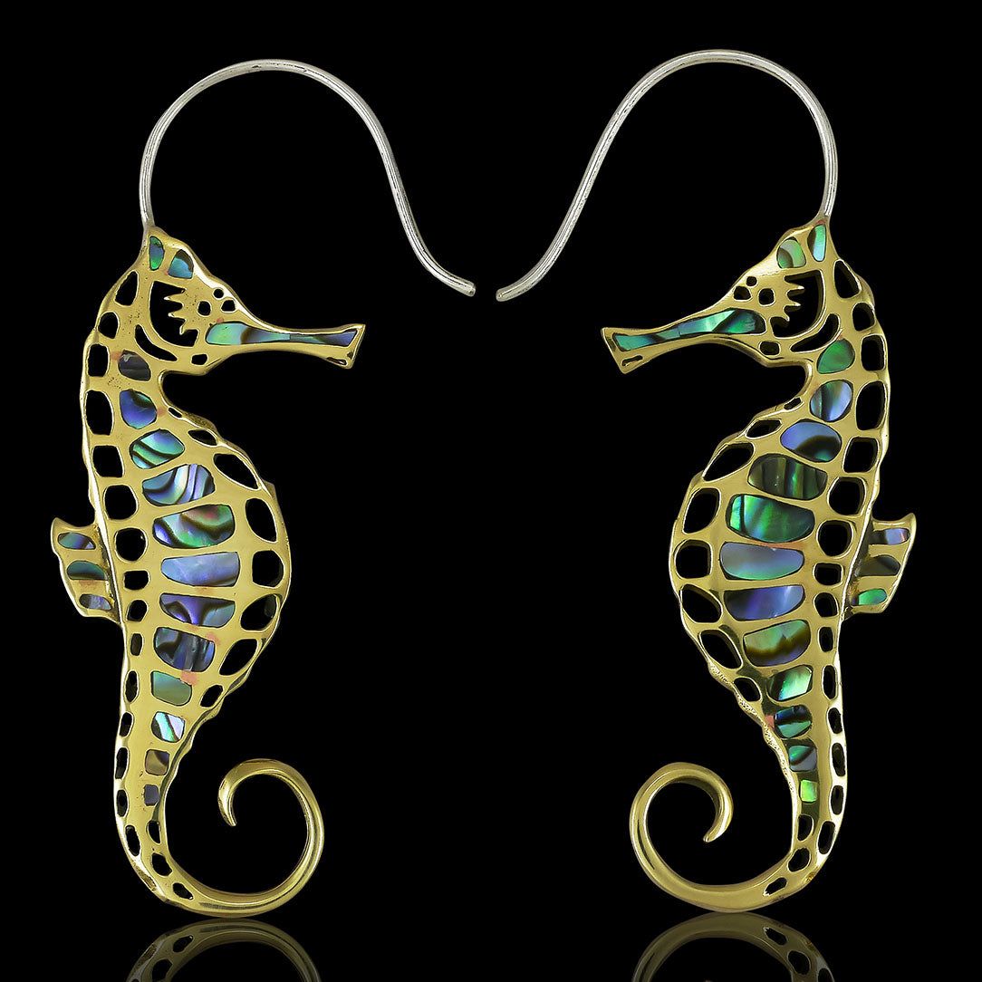 Seahorse Abalone Curls - Silver Posts