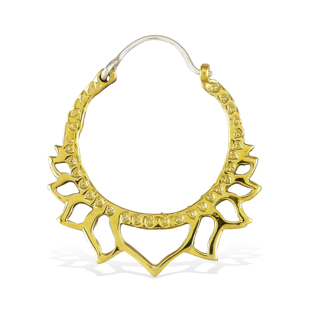 Golden Lotus Hoops - Silver Posts
