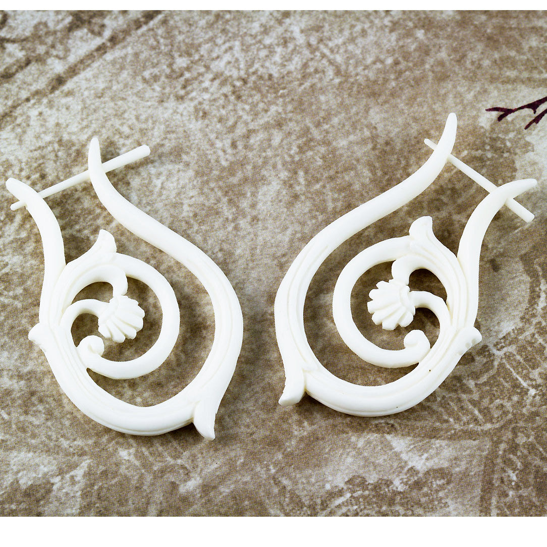 Teardrop Hoops - Bone