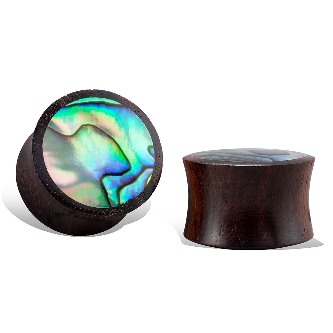 Abalone Plugs - Brown Wood
