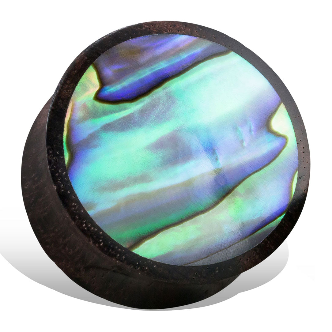Abalone Plugs - Brown Wood