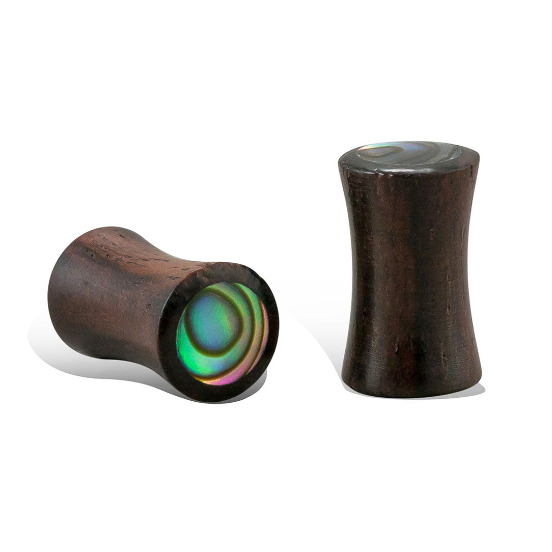 Abalone Plugs - Brown Wood