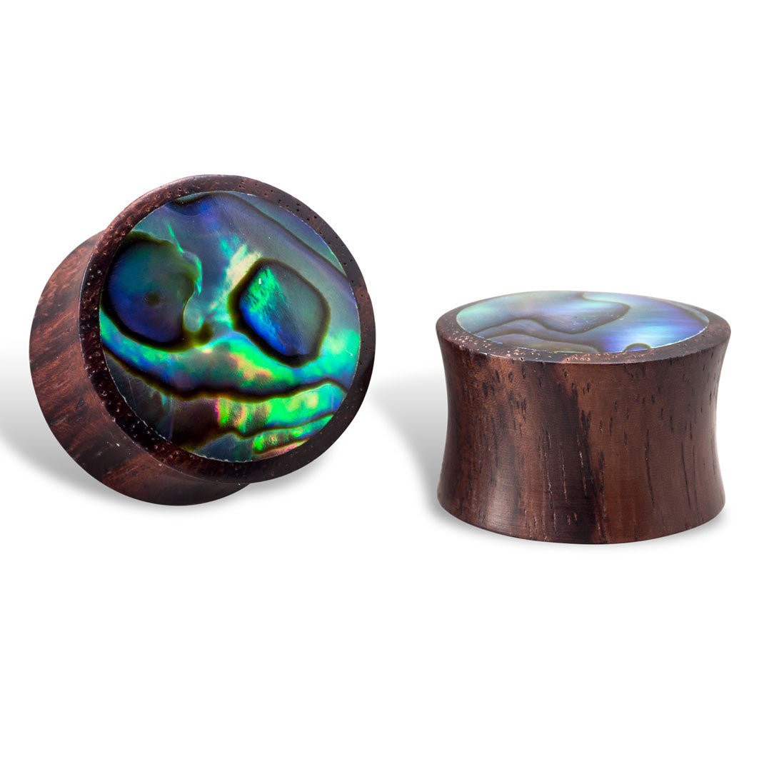 Abalone Plugs - Brown Wood