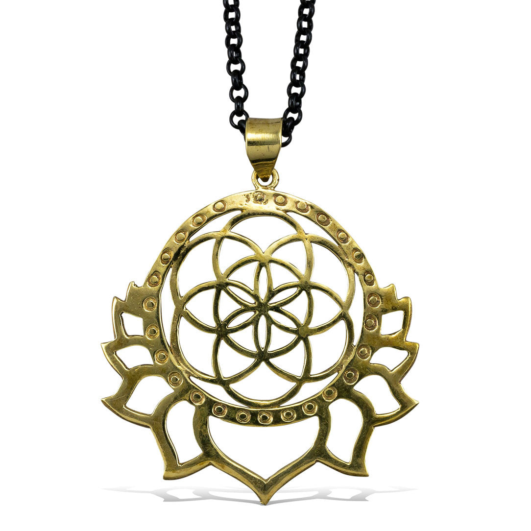 Seed of Life Lotus - Brass Pendant
