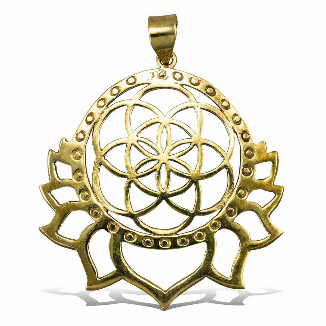Seed of Life Lotus - Brass Pendant