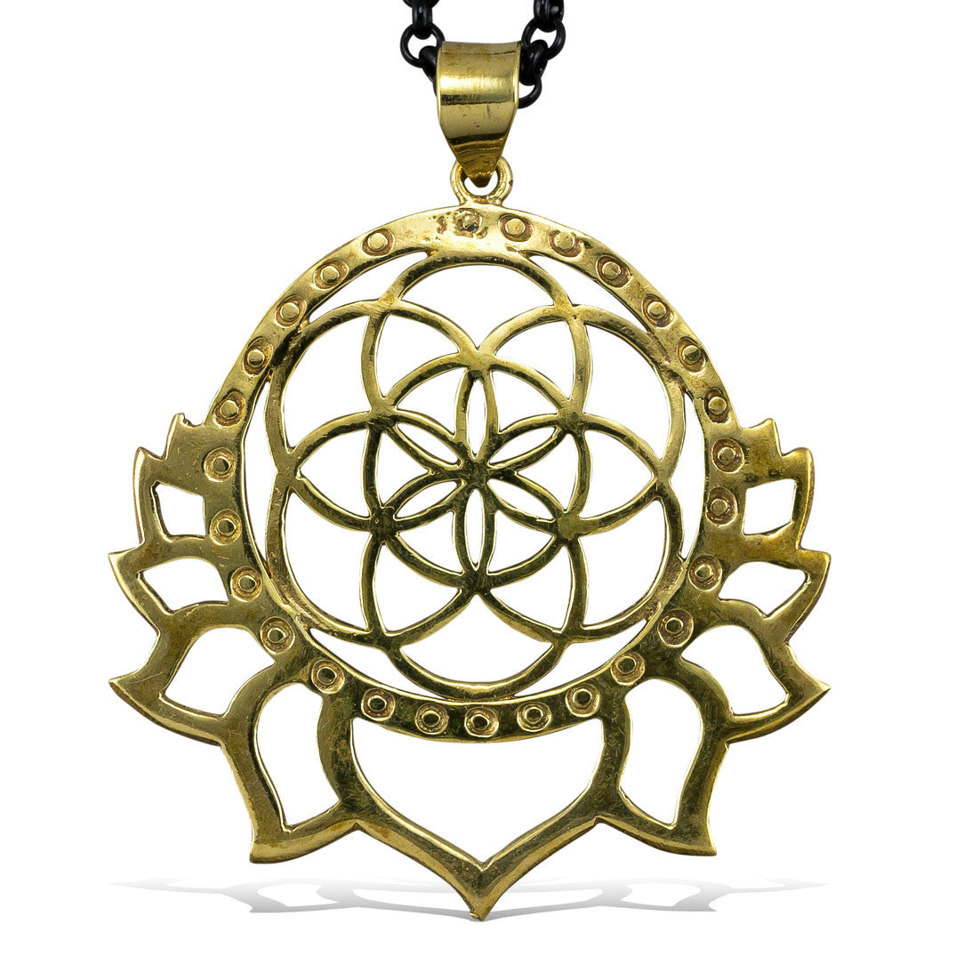 Seed of Life Lotus - Brass Pendant