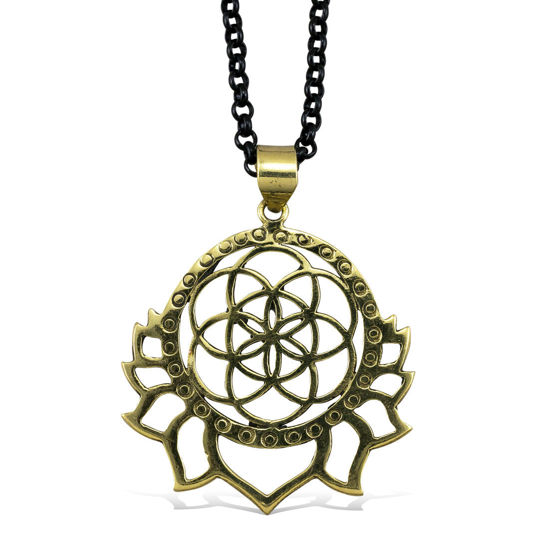Seed of Life Lotus - Brass Pendant