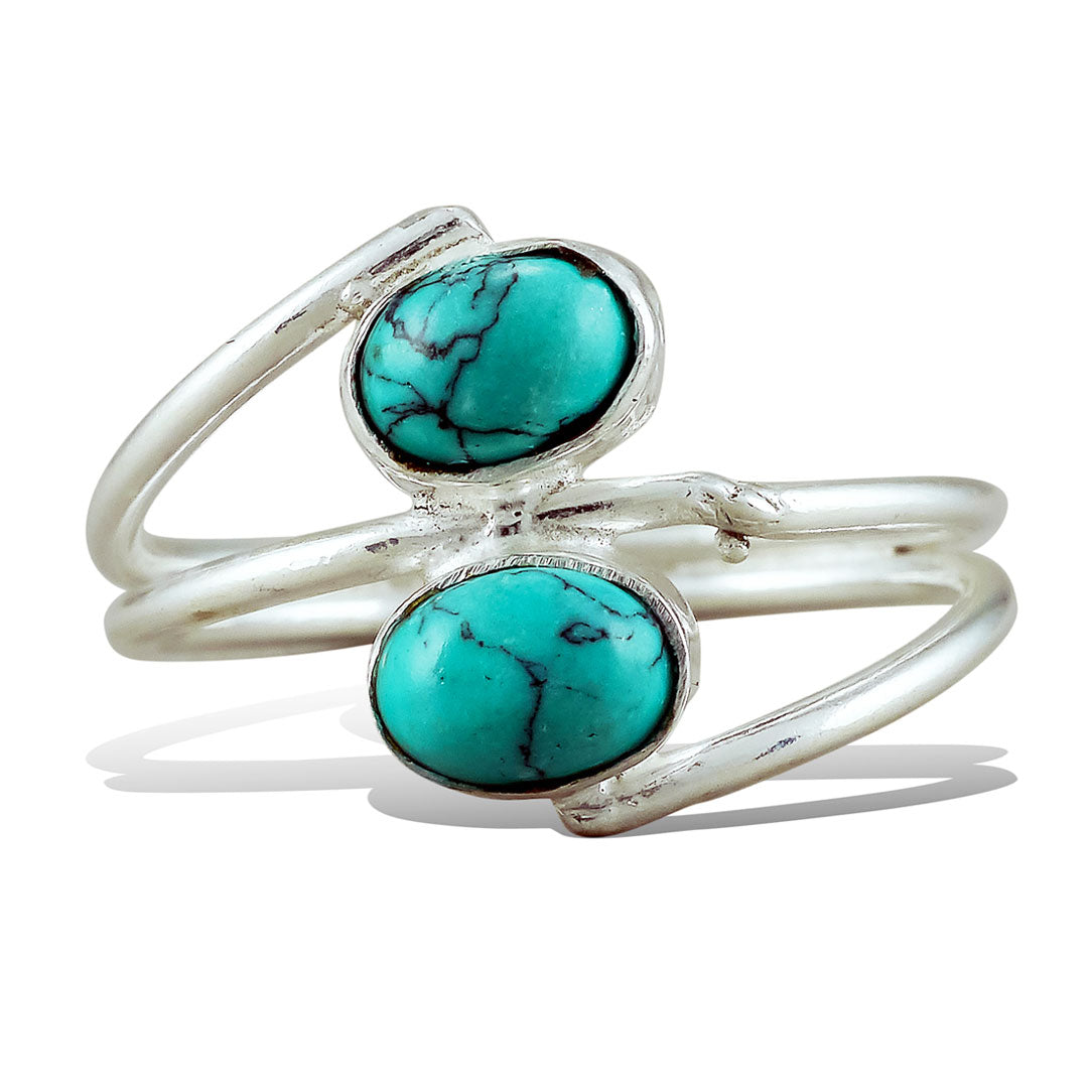 Wrapped Double Turquoise - Silver