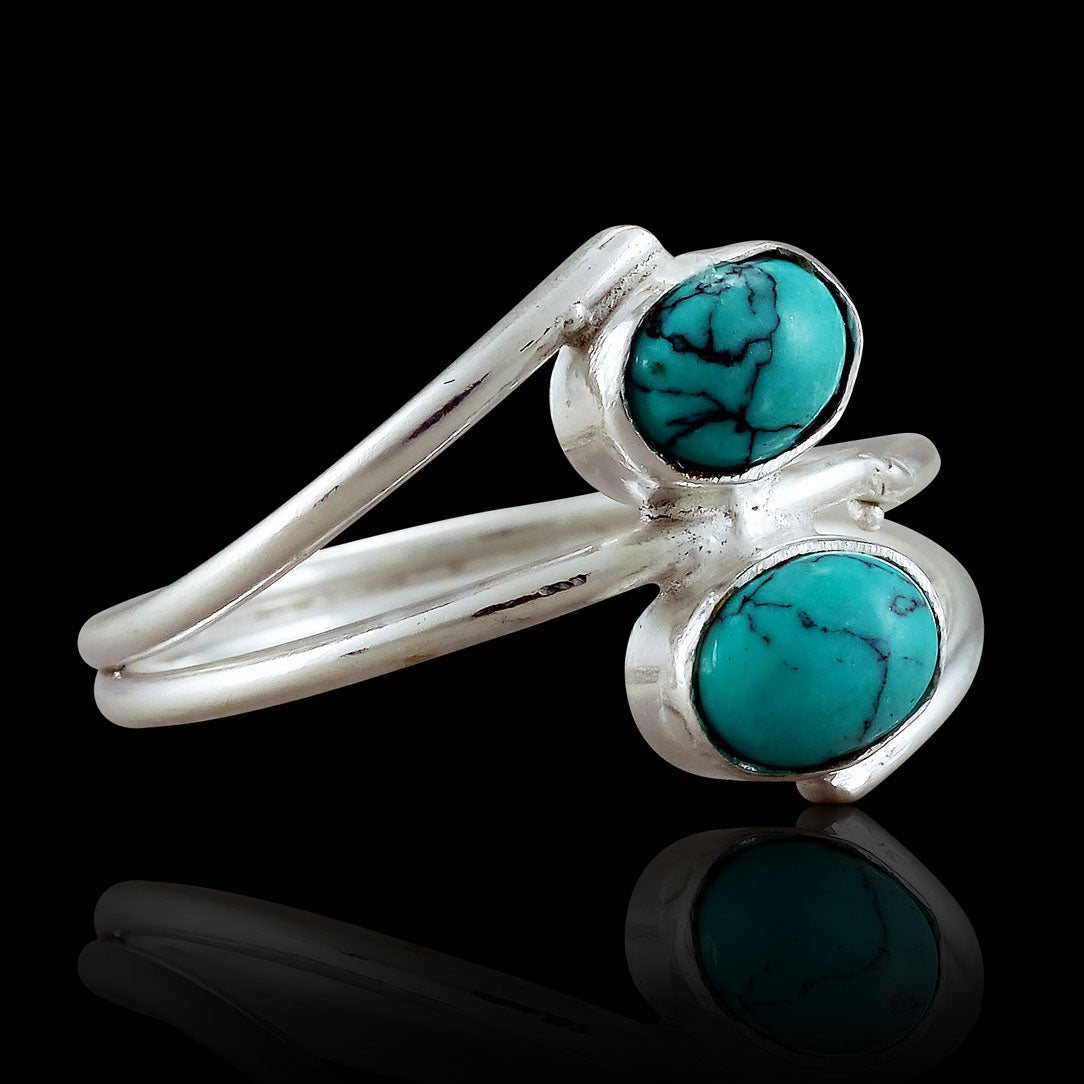 Wrapped Double Turquoise - Silver