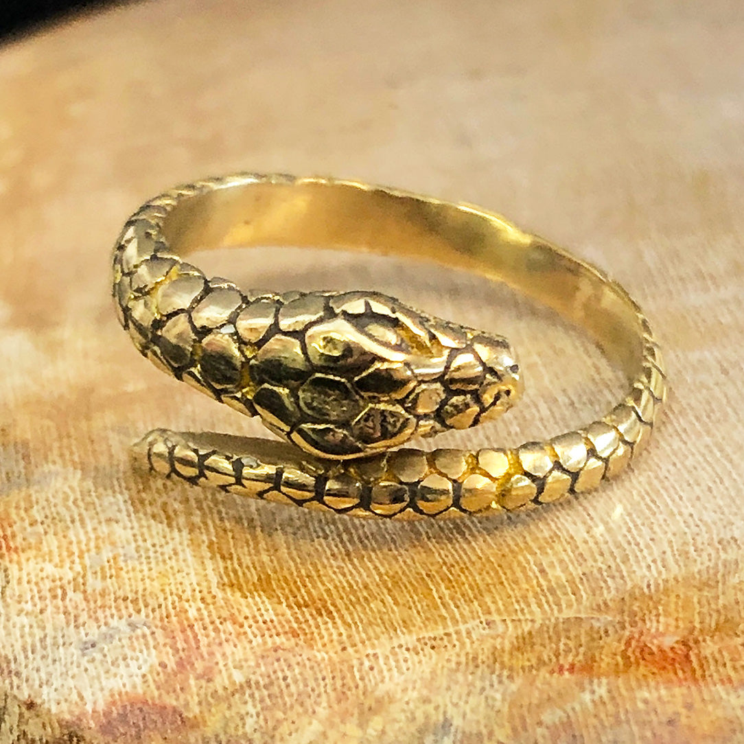 Sleeping Snake Ring - Brass