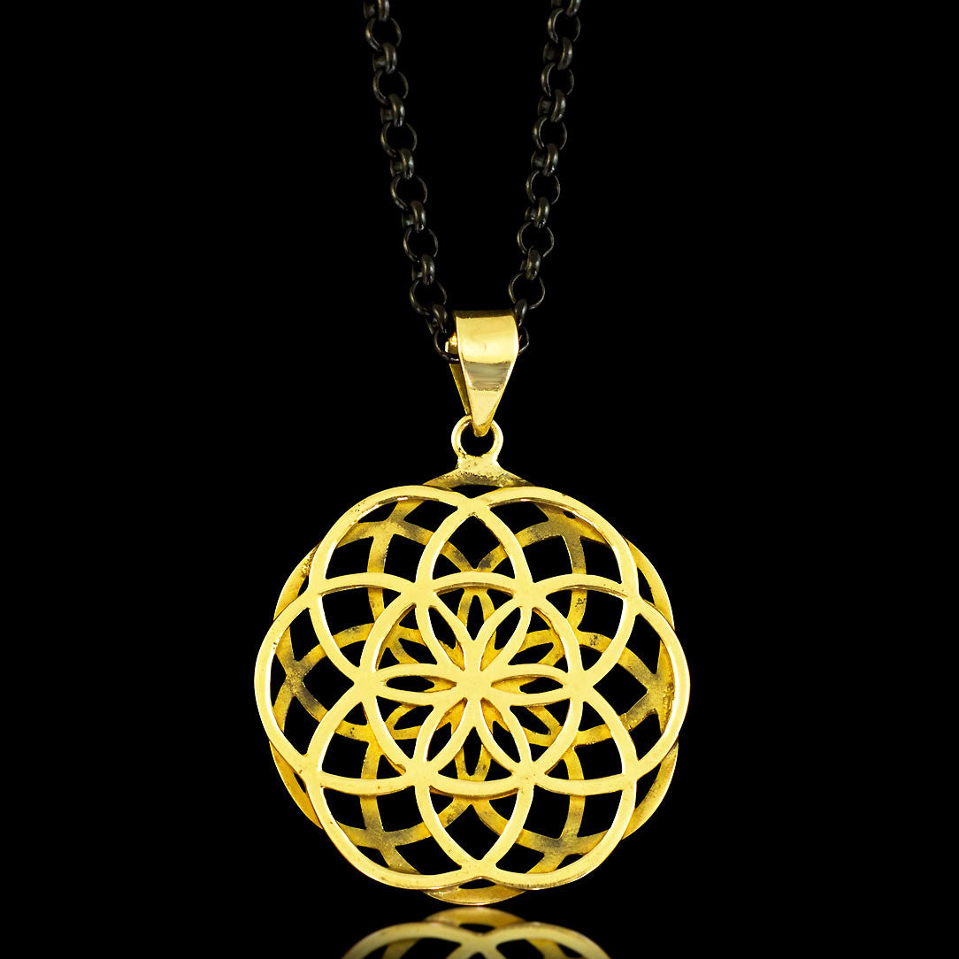 Double Seed of Life - Brass Pendant