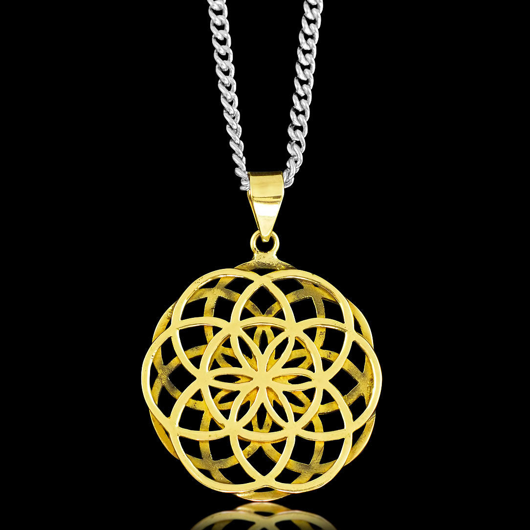 Double Seed of Life - Brass Pendant