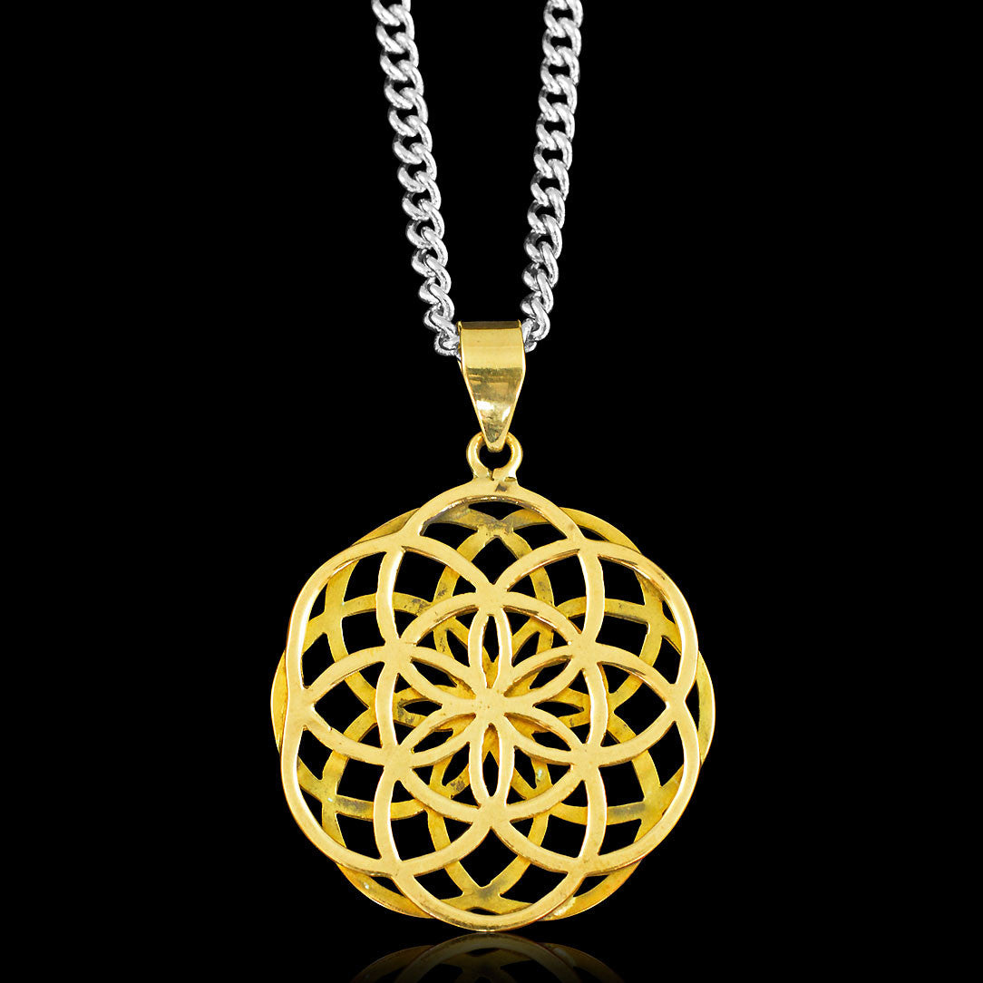 Double Seed of Life - Brass Pendant