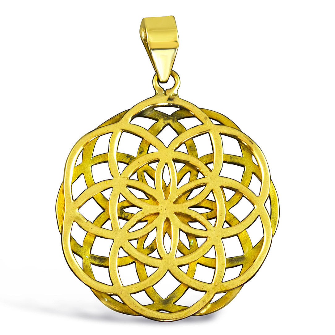 Double Seed of Life - Brass Pendant