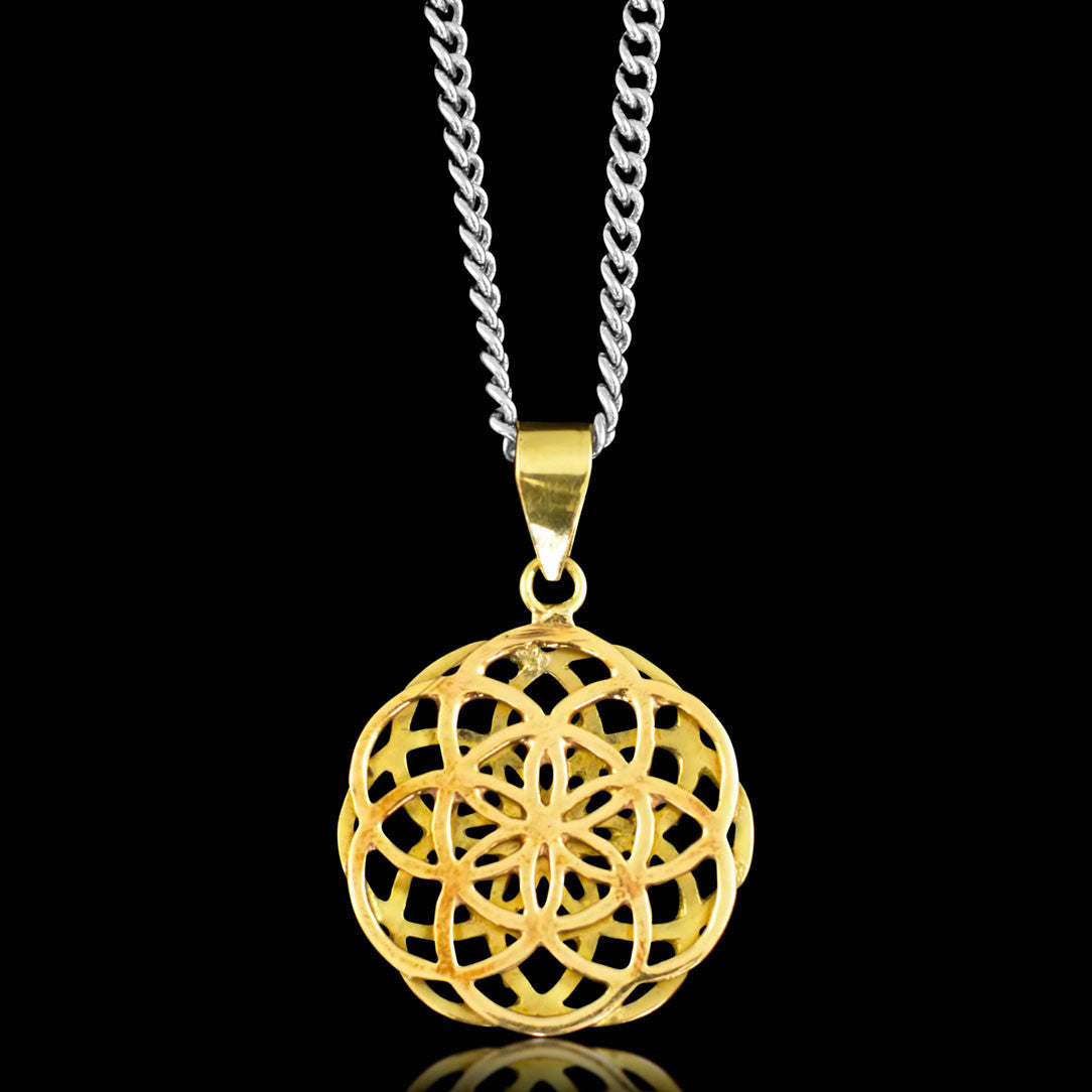 Double Seed of Life - Brass Pendant