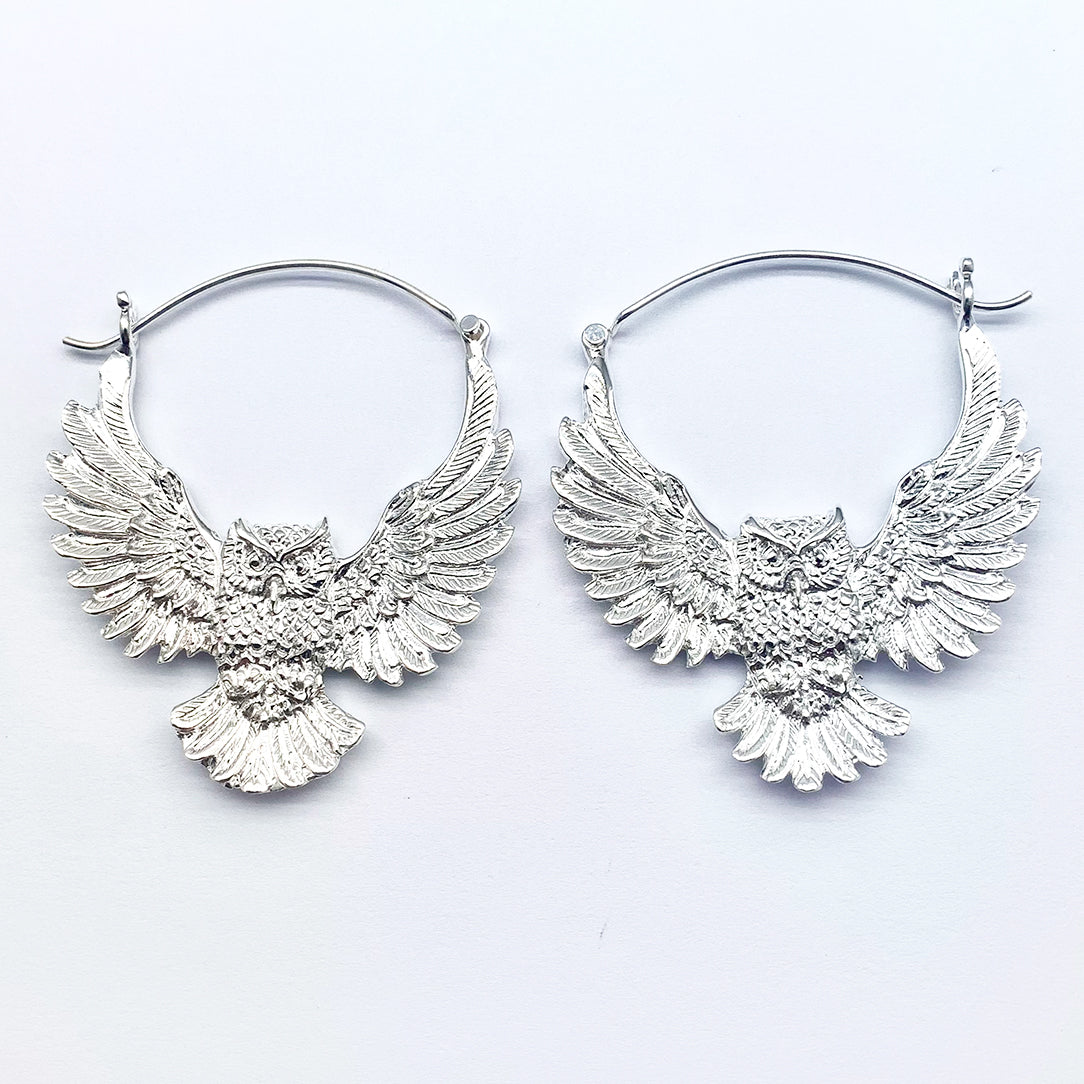Silver Owl Hoops - Silver Posts