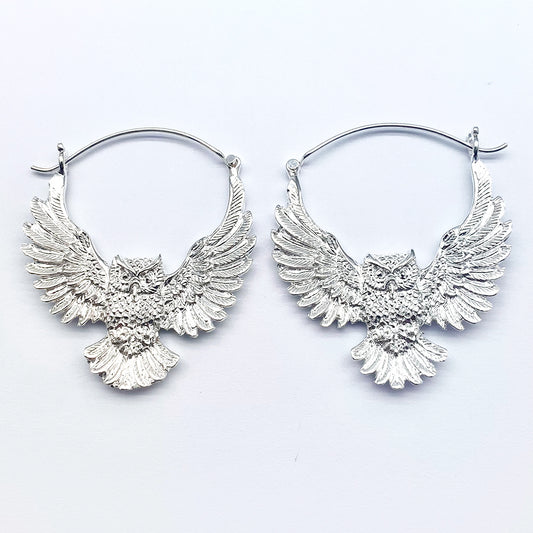 Silver Owl Hoops - Silver Posts