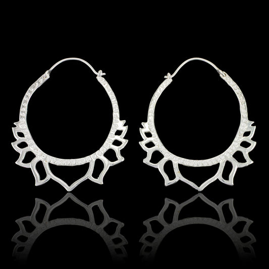 Silver Lotus Hoops - Silver Posts