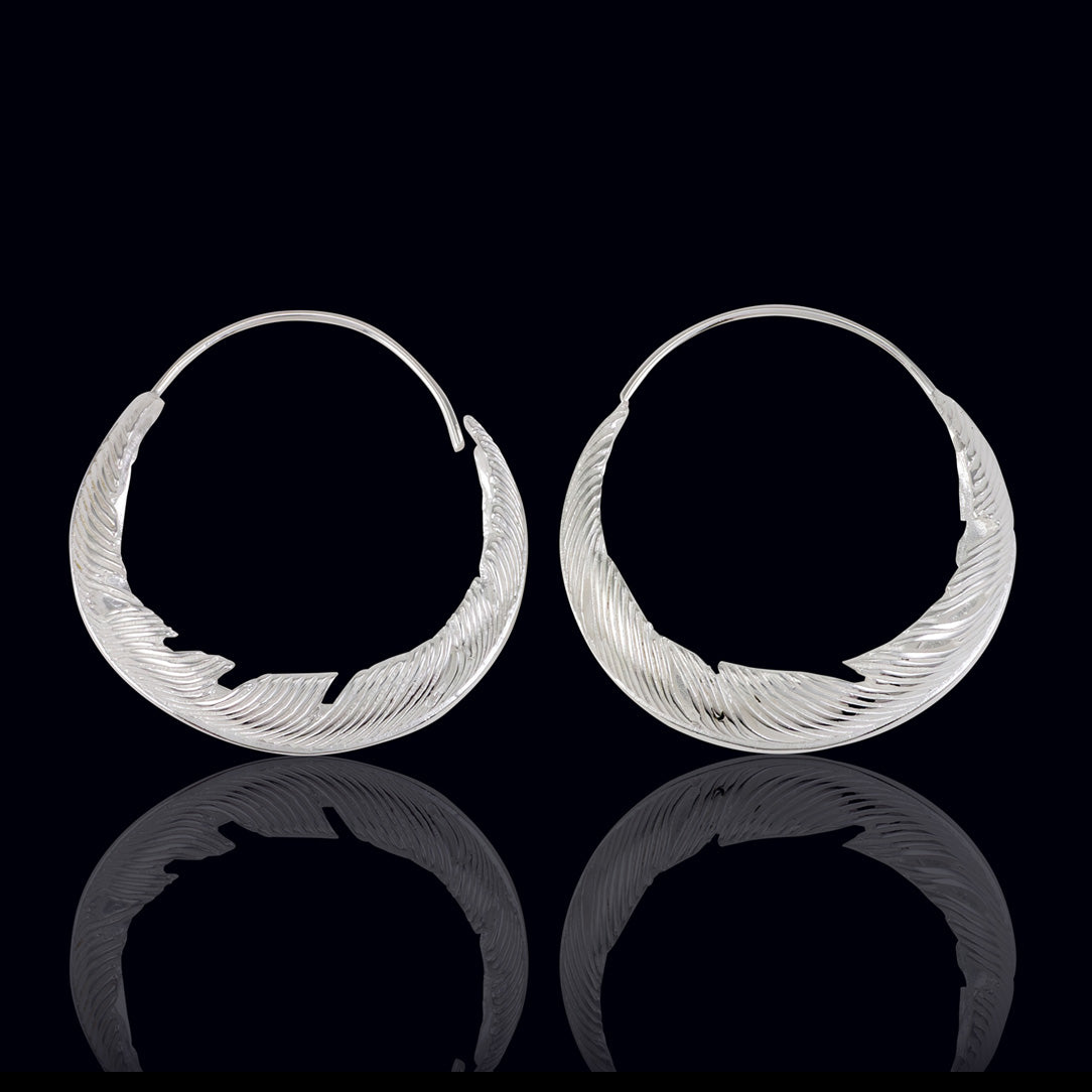 Feathered Hoops - Silver Posts