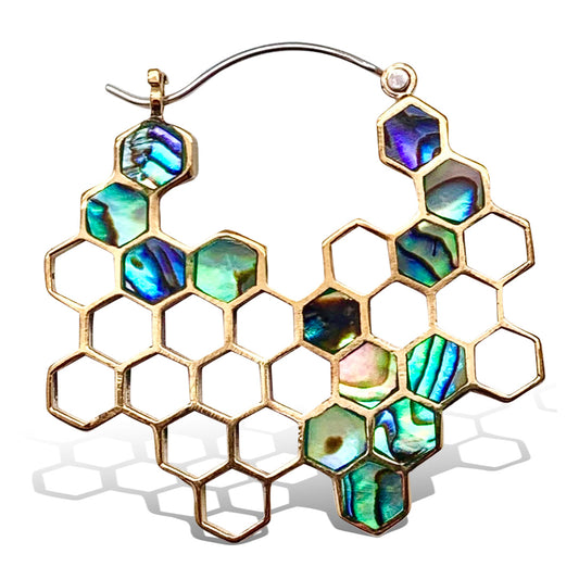 Abalone Honeycomb Hoops - Silver Posts