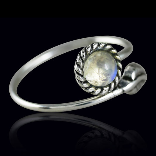 Moonstone Leaf Ring - Silver