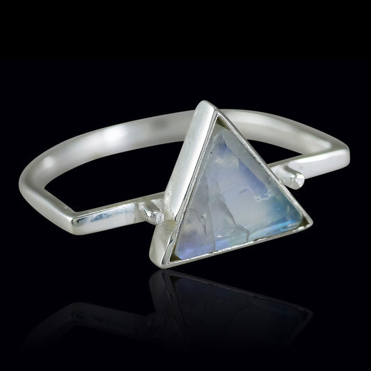 Moonstone Triangle Ring - Silver