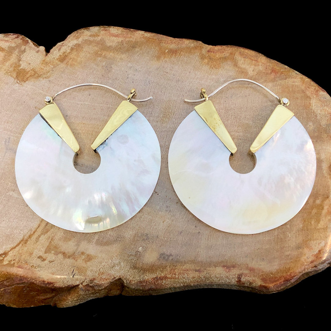 Vibrant Pearl Hoops - White Shell