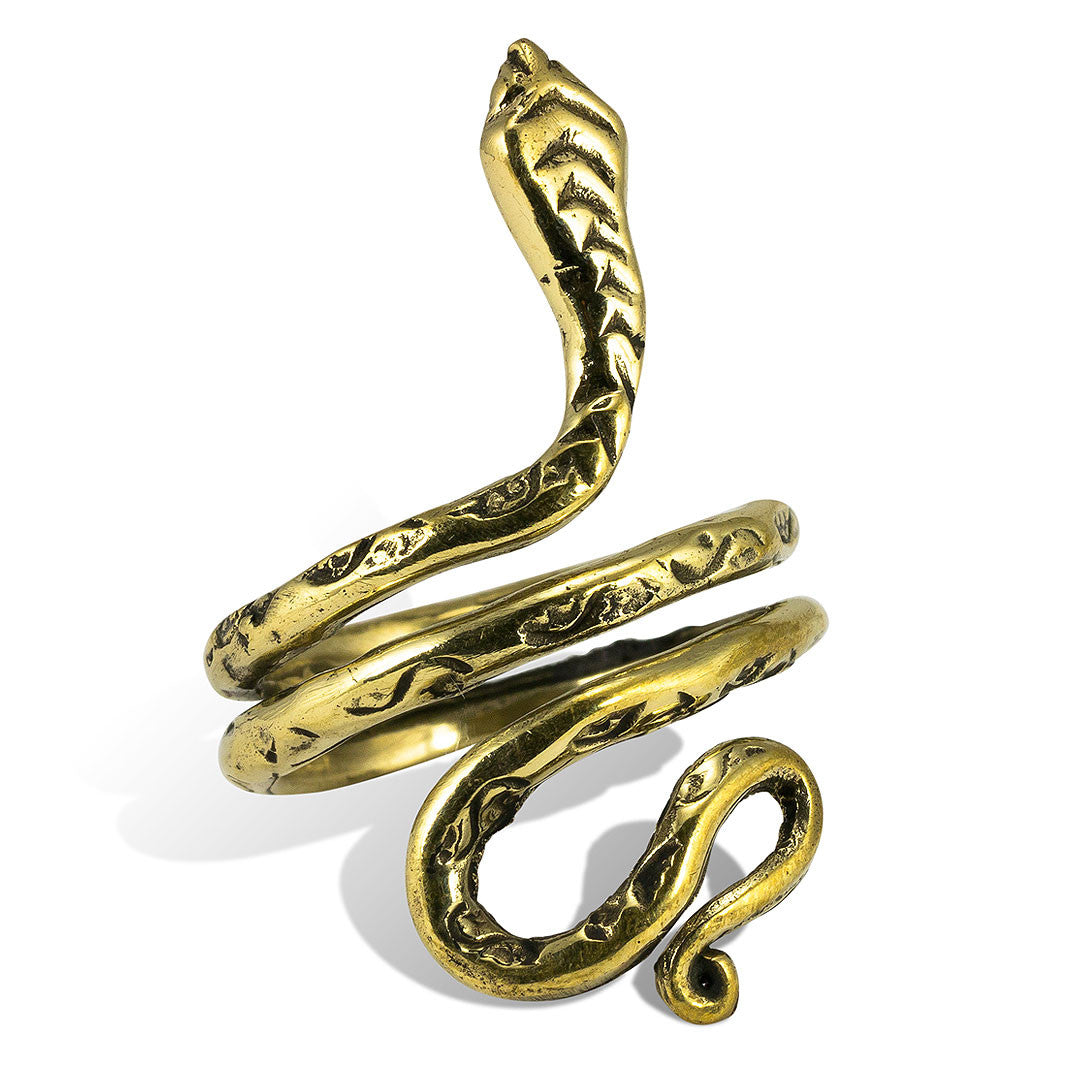 Curled Snake Ring - Brass