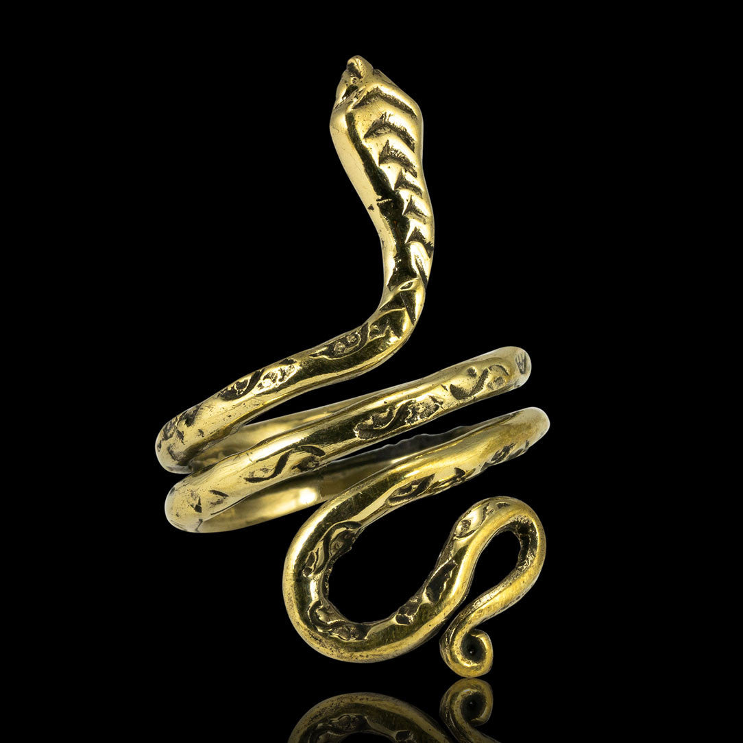 Curled Snake Ring - Brass