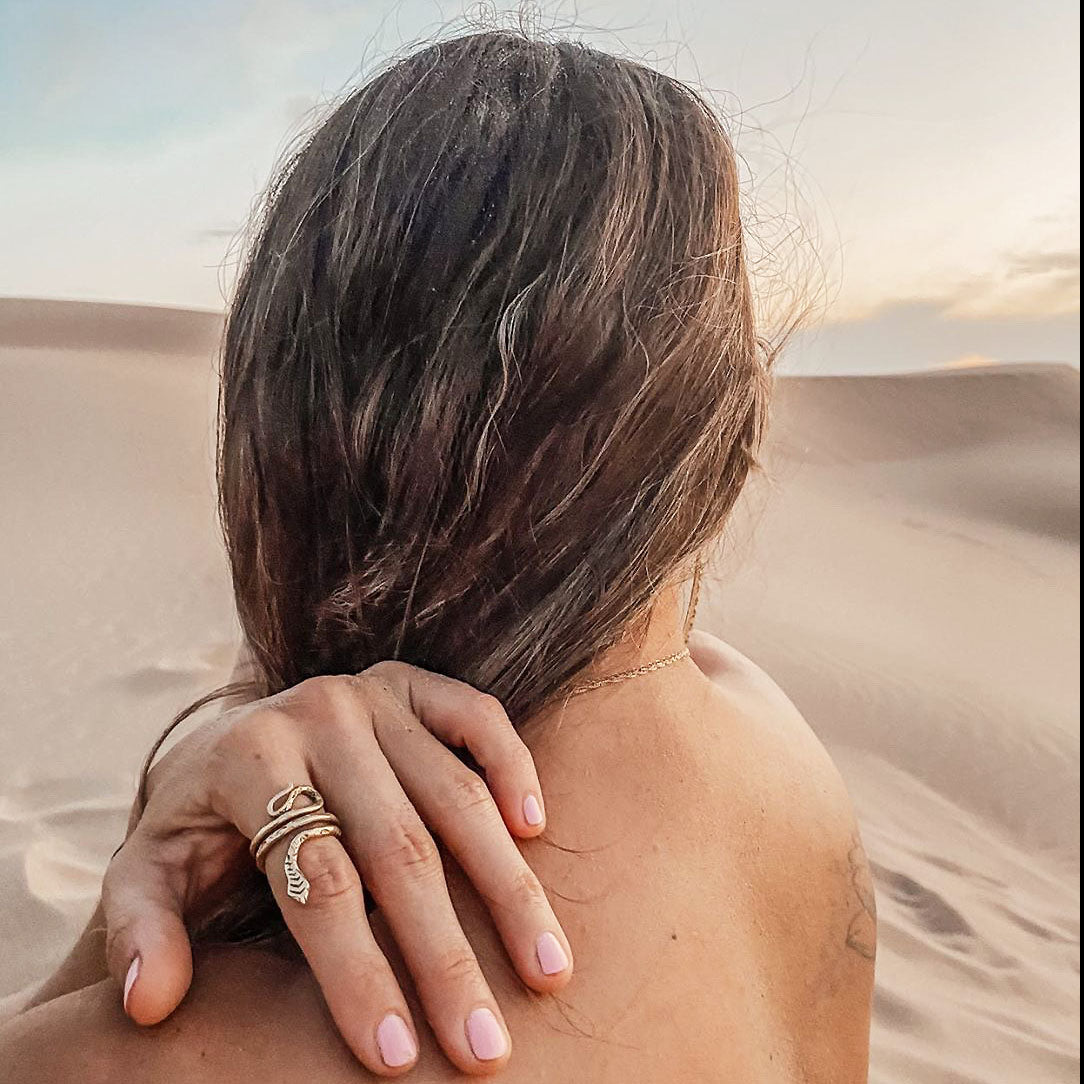 Curled Snake Ring - Brass