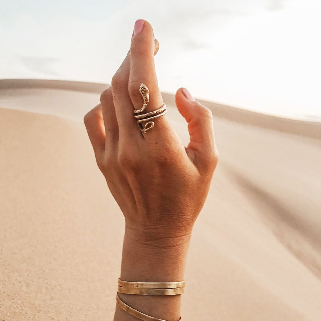 Curled Snake Ring - Brass