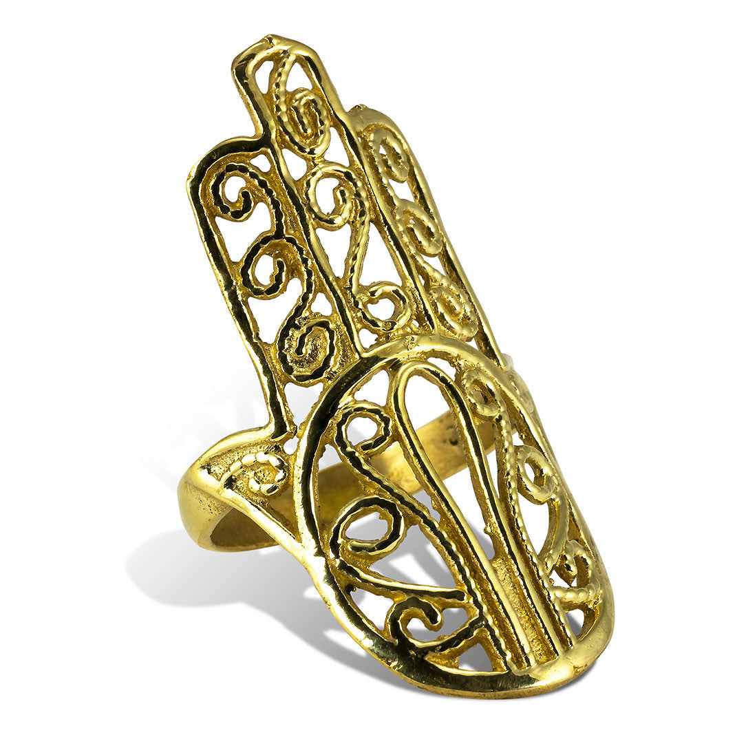Hamsa Ring - Brass