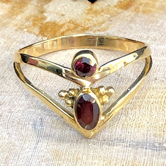 Ruby Empress Ring - Brass